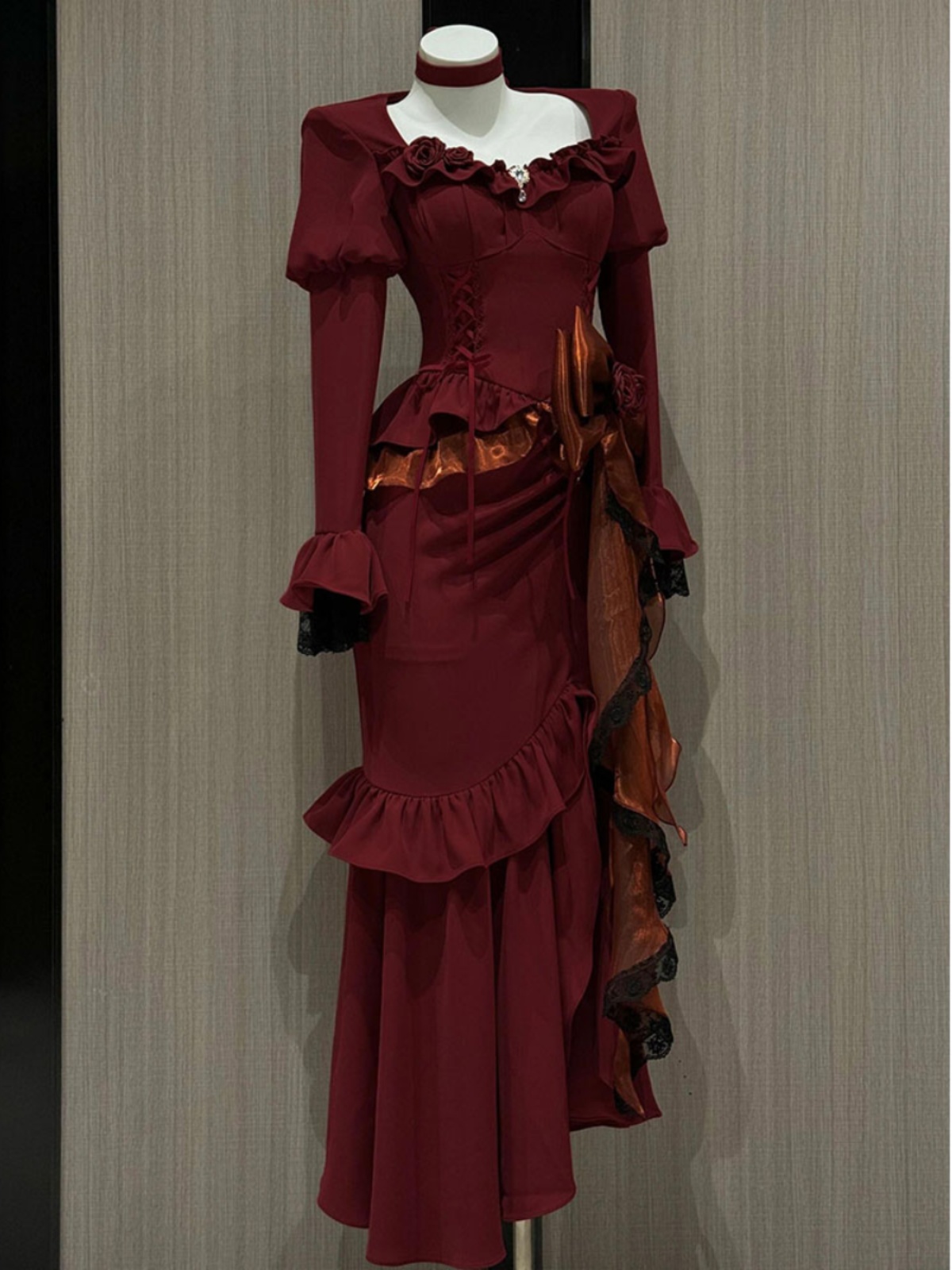 Women'S Red Formal Wear - Vestido Vintage rojo de primavera para