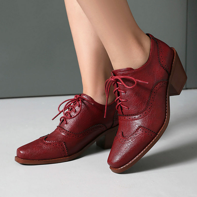 Zapatos Oxford de Mujer con Pu - Pump Heel Block reseña y precio