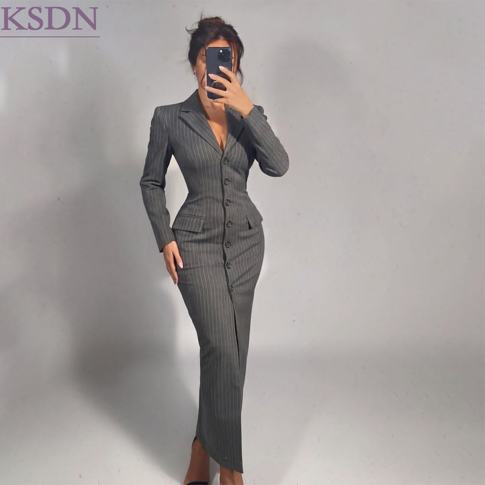 Blazer de mujer a rayas grises - Formal Skirt reseña y precio
