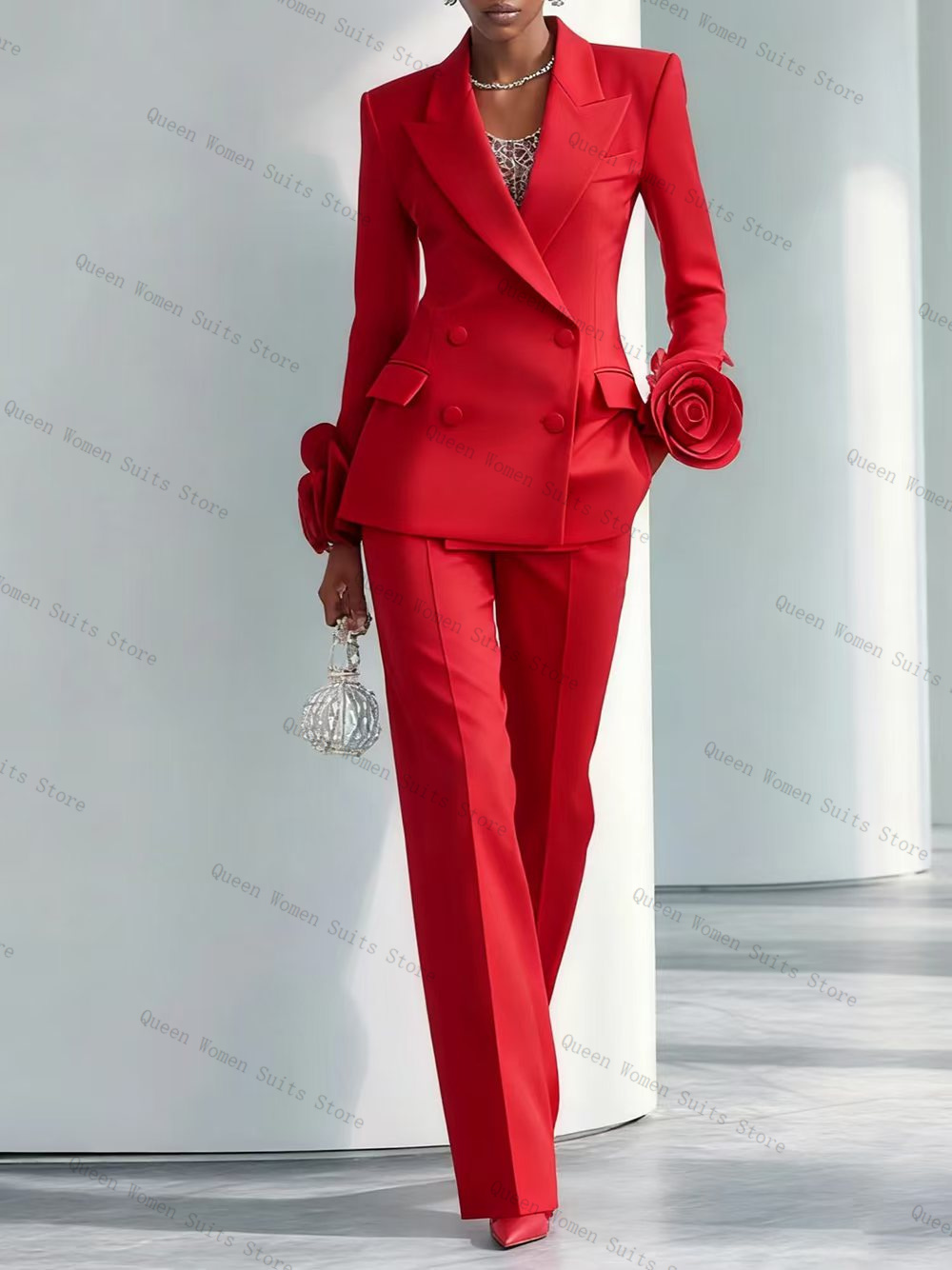 Conjunto de traje rojo de lujo - Women'S Red Formal Wear reseña y precio